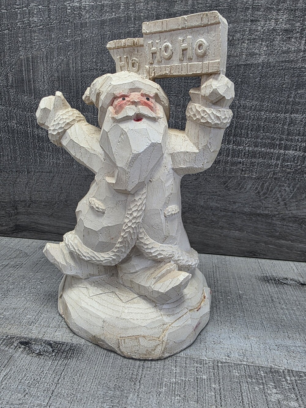 Carved Look White Santa Figure 8" Christmas Rustic Country Decor G38